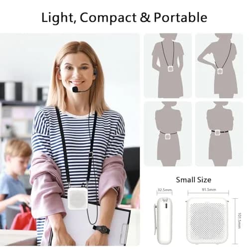 Norwii Bluetooth Voice Amplifier with Wired Microphone Headset & 4000mAh Battery | 10W Portable PA System for Teachers, Tours, Gym thumbnail 9