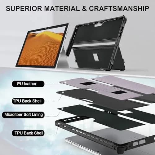 YORUNOHOSHI Rugged Case for 12.3" Microsoft Surface Pro 7+/7/6/5/4 with Pen Holder & Hand Strap (Light Purple) | Drop Protection & Type Cover Compatible thumbnail 4