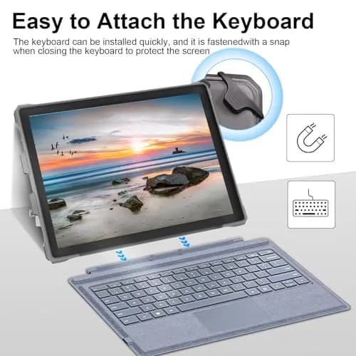 YORUNOHOSHI Rugged Case for 12.3" Microsoft Surface Pro 7+/7/6/5/4 with Pen Holder & Hand Strap (Light Purple) | Drop Protection & Type Cover Compatible thumbnail 7