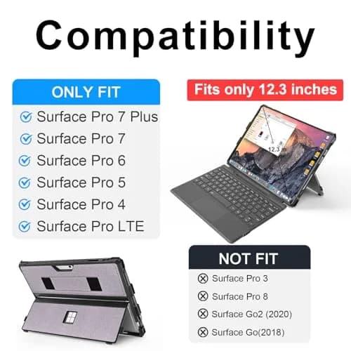 YORUNOHOSHI Rugged Case for 12.3" Microsoft Surface Pro 7+/7/6/5/4 with Pen Holder & Hand Strap (Light Purple) | Drop Protection & Type Cover Compatible thumbnail 2