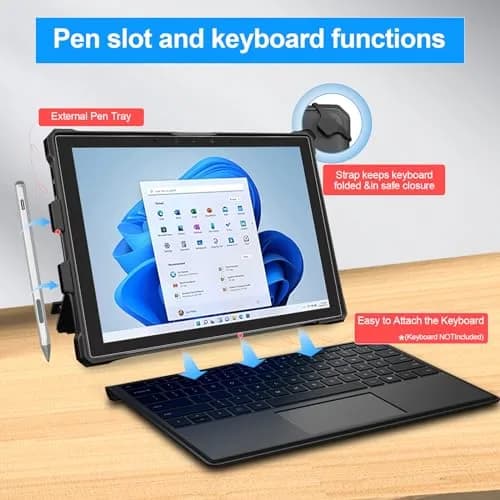 YORUNOHOSHI Case for 12.3" Microsoft Surface Pro 7+/7/6/5/4 | Rugged Cover with Pen Holder & Hand Strap (Black) thumbnail 4