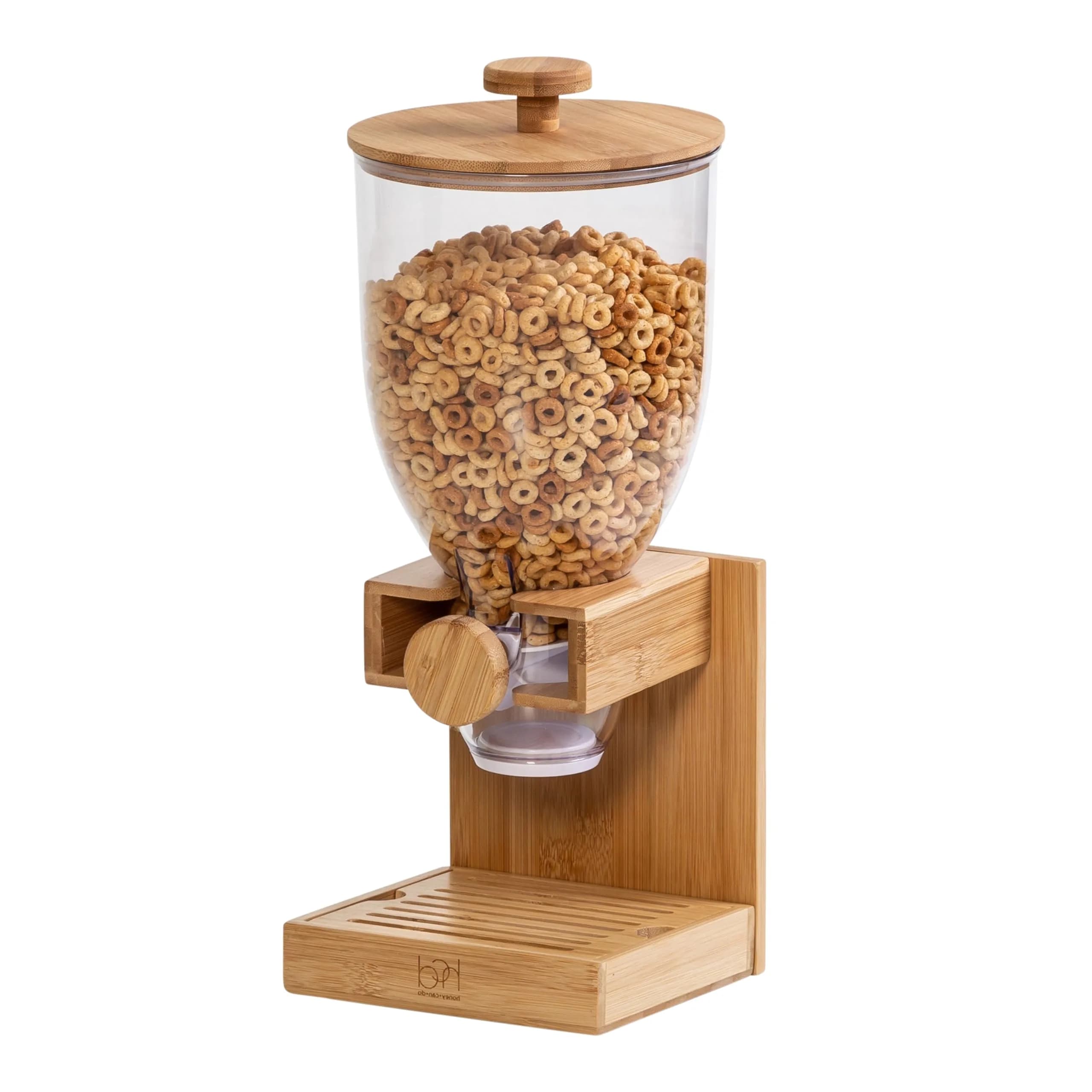 ZevrO Bamboo Cereal Dispenser with Airtight Lid 1.5 L (17.5 oz) | Portion Control for Dry Foods
