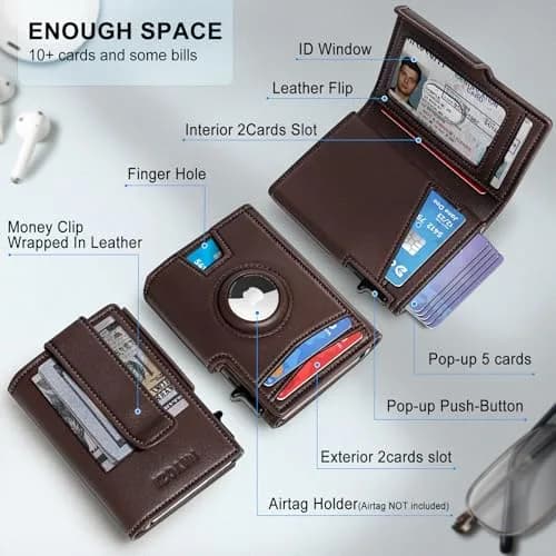 miyozi Airtag Wallet for Men, Slim RFID Wallet with Money Clip & Magnetic Closure | Fits 10 Cards thumbnail 2