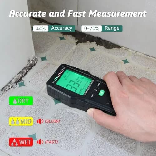 RDINSCOS Pinless Moisture Meter for Wood & Wall, 160g (5.6oz) | Non-Invasive Digital Moisture Tester for Building Materials thumbnail 3
