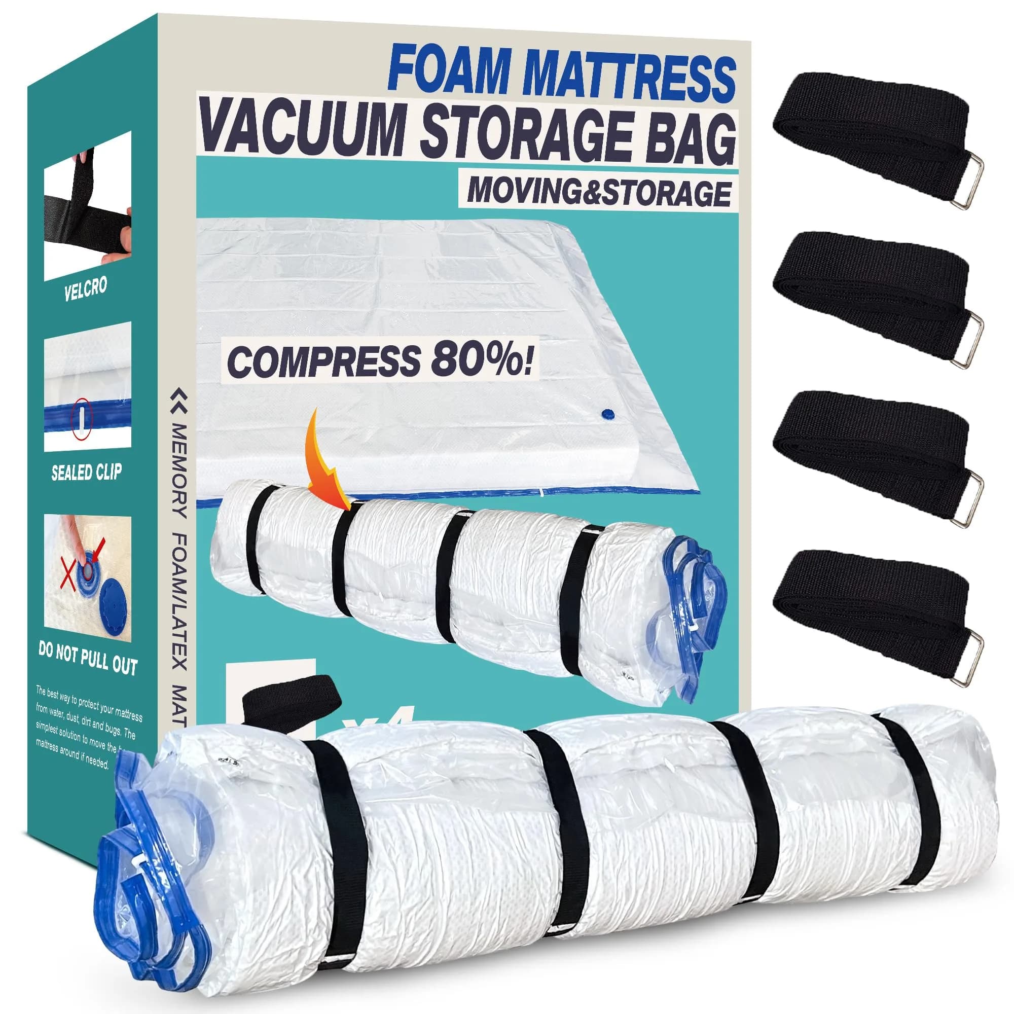 King Mattress Vacuum Bag for Moving Storage | Compress & Protect Up to 14 Thick Mattress — clear