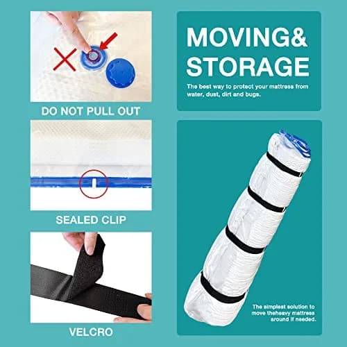 VacPack Queen Full Mattress Storage Vacuum Bag for Moving & Storage | Heavy Duty 4 Mil Plastic thumbnail 6