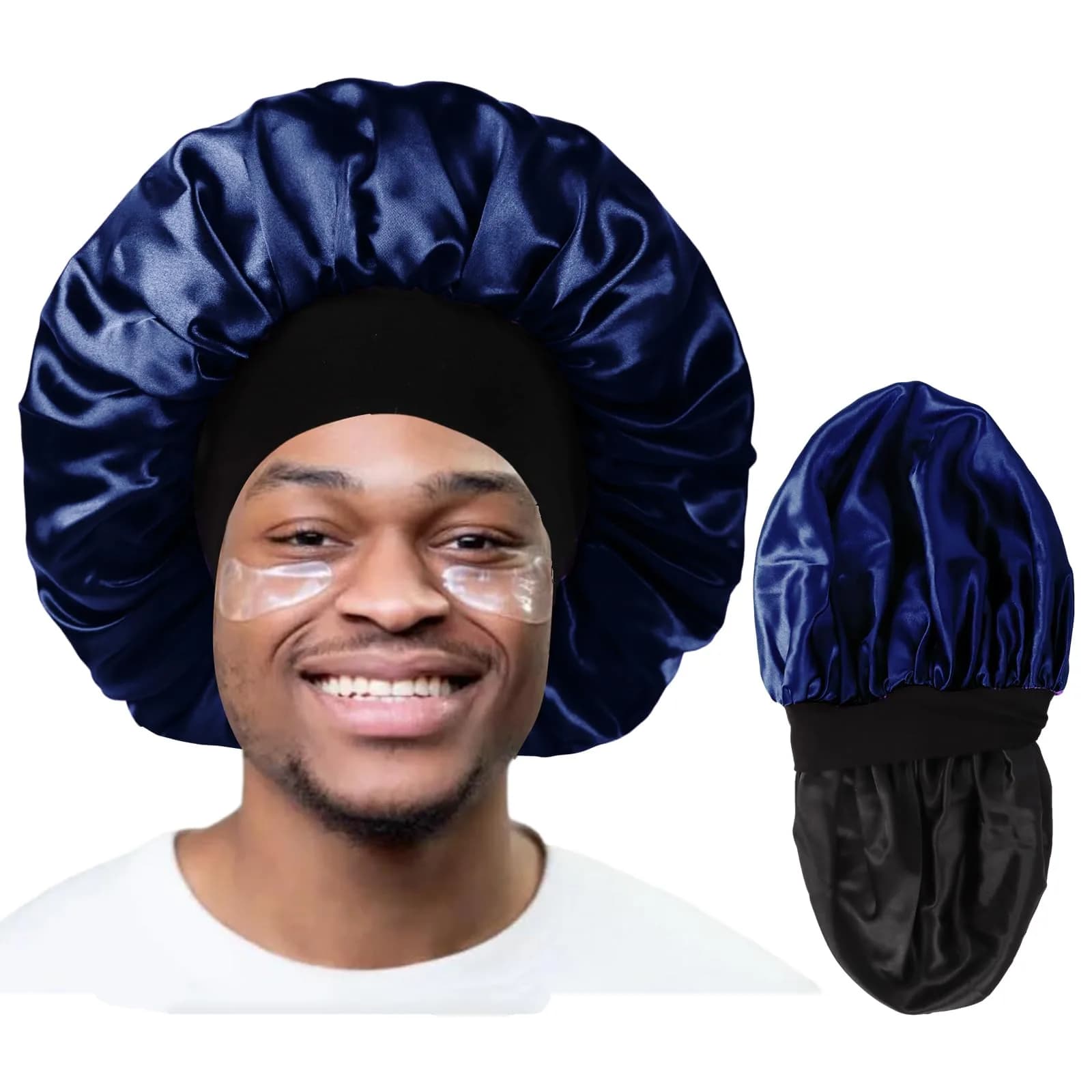 Himoswis Satin Bonnet for Sleeping Men & Women | Black/Purple (1 Piece) — Black/Navy