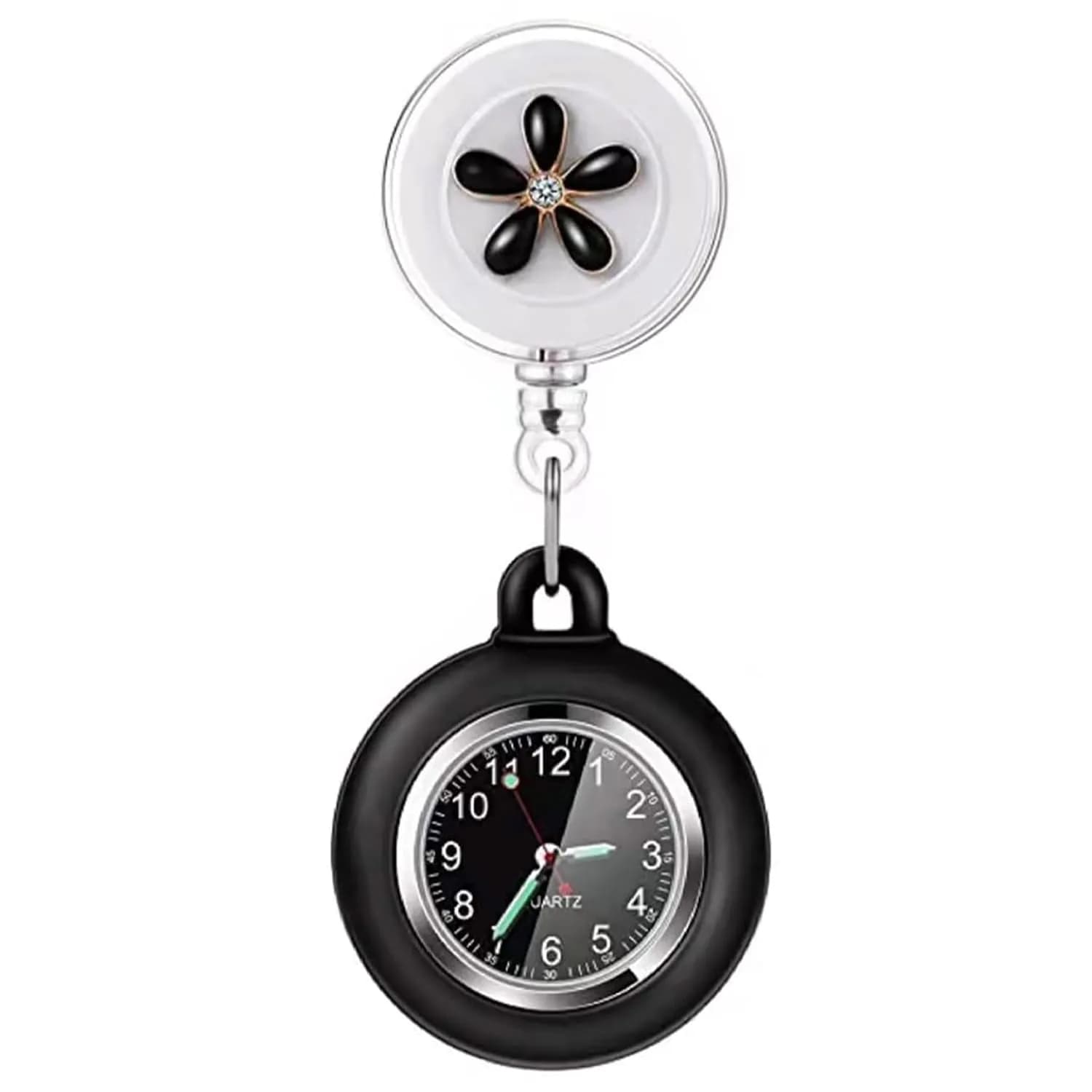 AGEN KGEN Nurse Watch for Nurses Doctors Clip on Hanging Nurse Watches Floral Pink | Retractable Fob Watch