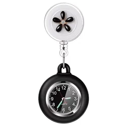 AGEN KGEN Nurse Watch for Nurses Doctors Clip on Hanging Nurse Watches Floral Pink | Retractable Fob Watch thumbnail 1