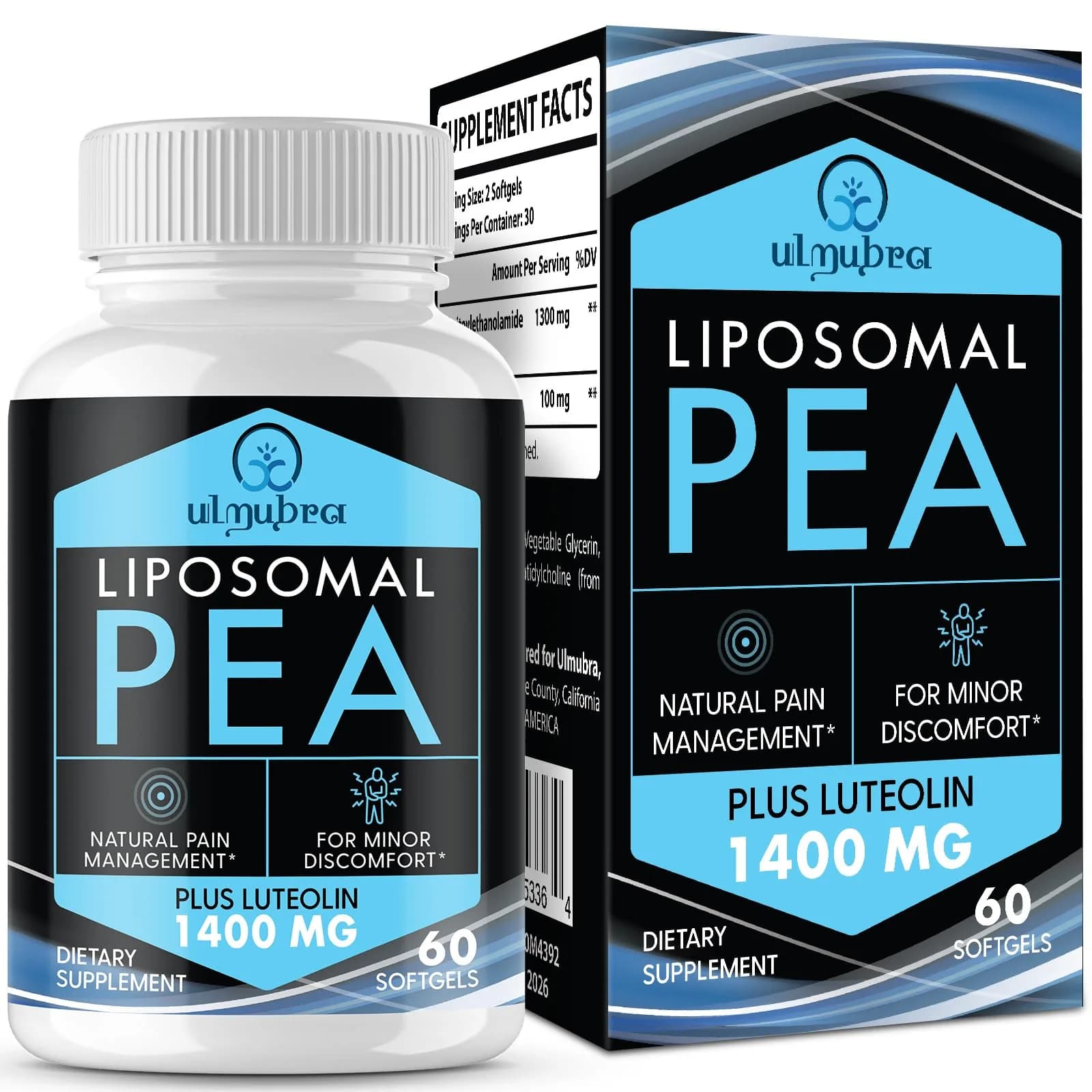 Ulmubra Liposomal Palmitoylethanolamide 1300 MG + Luteolin 100 MG | Superior Absorption for Discomfort Relief - main product image