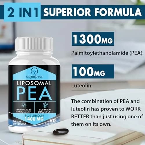 Ulmubra Liposomal Palmitoylethanolamide 1300 MG + Luteolin 100 MG | Superior Absorption for Discomfort Relief thumbnail 2