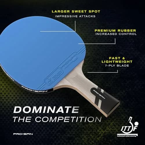 PRO-SPIN ITTF Approved Carbon Fiber Table Tennis Rackets with 7-Ply Blade & 2.0mm Sponge | Blue, 1-Pack thumbnail 2