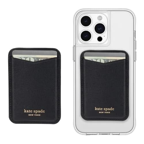 kate spade new york Magnetic Card Holder/Wallet - Black | MagSafe Compatible, Elegant Leather Design thumbnail 1