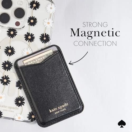 kate spade new york Magnetic Card Holder/Wallet - Black | MagSafe Compatible, Elegant Leather Design thumbnail 2