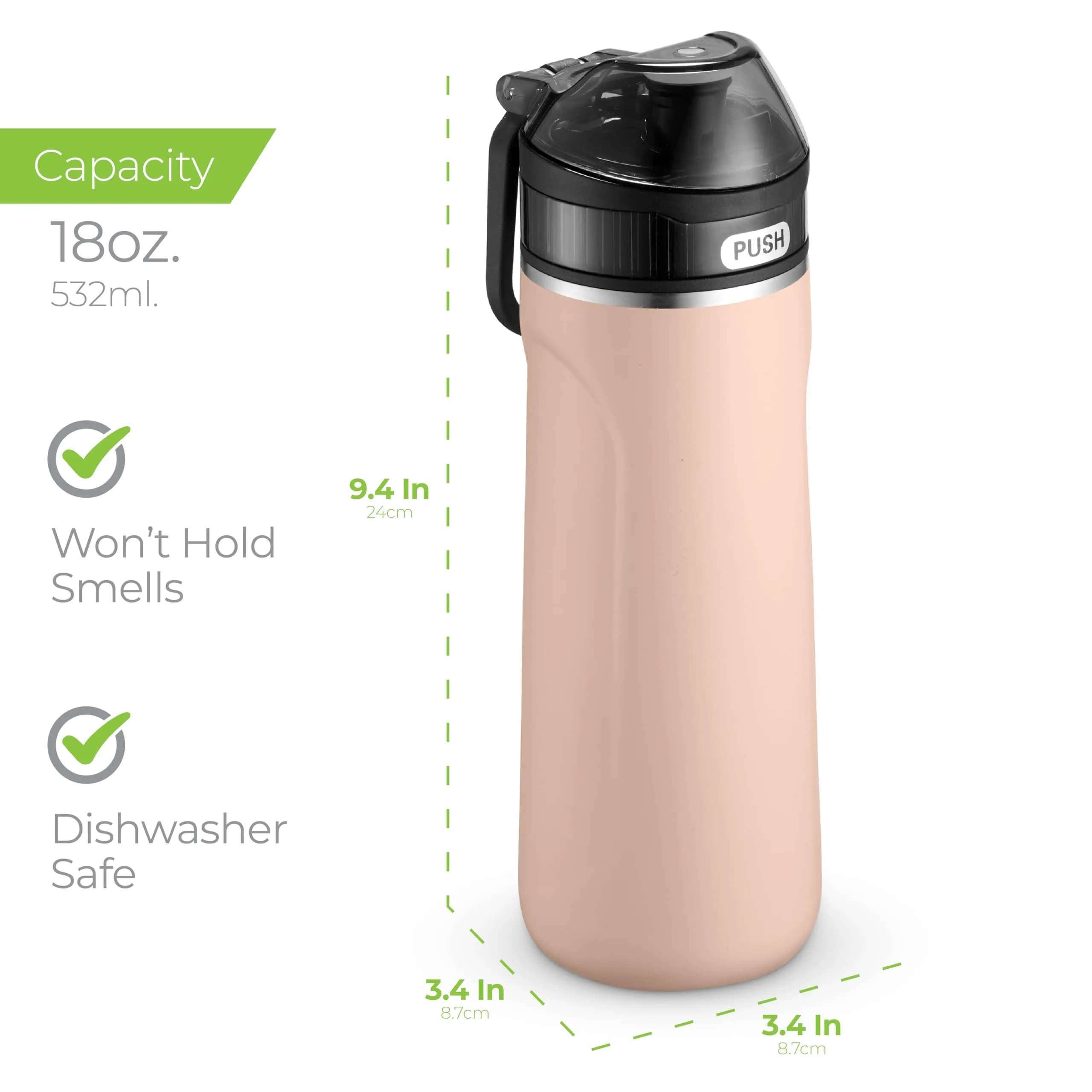 SIPX Stainless Steel Water Bottle 18oz | Keeps Cold 24hr, Leak Proof Straw Lid, Reusable, BPA-Free, Hiking thumbnail 4