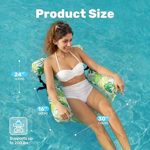 Sloosh Inflatable Pool Floats 2-Pack | 103.7 cm (40.8 in) x 30 cm (11.8 in) x 24 cm (9.4 in) - Summer Leaves thumbnail 5