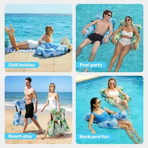 Sloosh Inflatable Pool Floats 2-Pack | 103.7 cm (40.8 in) x 30 cm (11.8 in) x 24 cm (9.4 in) - Summer Leaves thumbnail 8