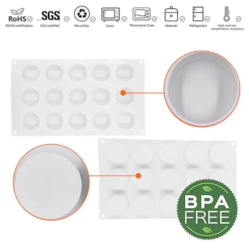 OCPO Kitchen Cylinder Silicone Mold for Baking Mousse Cake, 15 Cavities | Easy Release Dessert & Chocolate Mold thumbnail 3