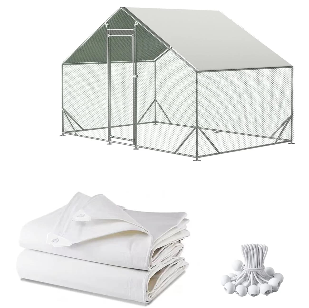 Ahpuhtan Chicken Coop Cover Waterproof 11.3 ft x 6.3 ft | UV & Rain Resistant for Winter