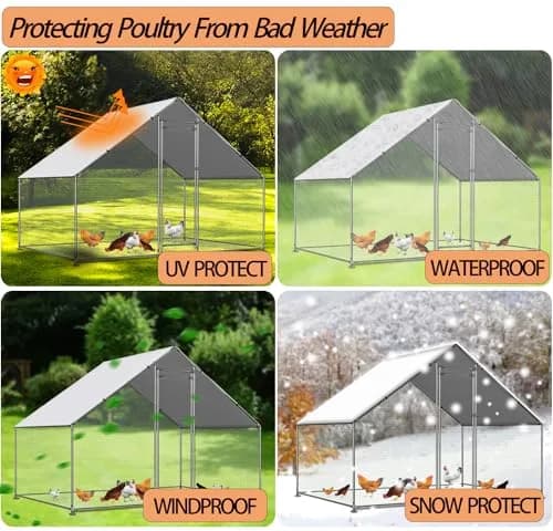 Ahpuhtan Chicken Coop Cover Waterproof 11.3 ft x 6.3 ft | UV & Rain Resistant for Winter thumbnail 4