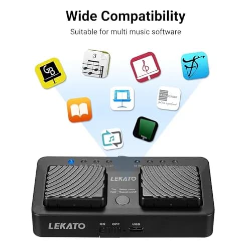 LEKATO Mini Wireless Bluetooth Page Turner Pedal, 7 Page Turning Modes | Portable Silent Music Control thumbnail 4