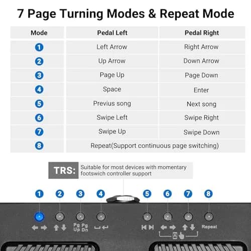 LEKATO Mini Wireless Bluetooth Page Turner Pedal, 7 Page Turning Modes | Portable Silent Music Control thumbnail 5