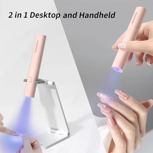 Denabuty Mini UV LED Nail Lamp Handheld with Stand, Pink 11.3cm (4.4in) | Fast Gel Nail Curing thumbnail 3