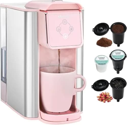 Mecity 120V 10 oz Coffee Maker | Compatible with K cup Capsules & Tea, Removable 50 Oz Water Tank — Pink / 6.3 x 10.4 10.6 inches