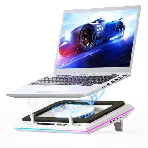 llano V12 RGB Laptop Cooling Pad, Gaming Laptop Cooler with 5.5-inch Turbofan, 44°C Drop, 36W Power, White (2.13 kg) thumbnail 1