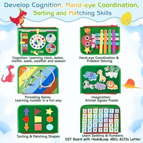 Esjay Montessori Busy Board 8 Pages | Educational Activities for Fine Motor Skills & Travel thumbnail 3