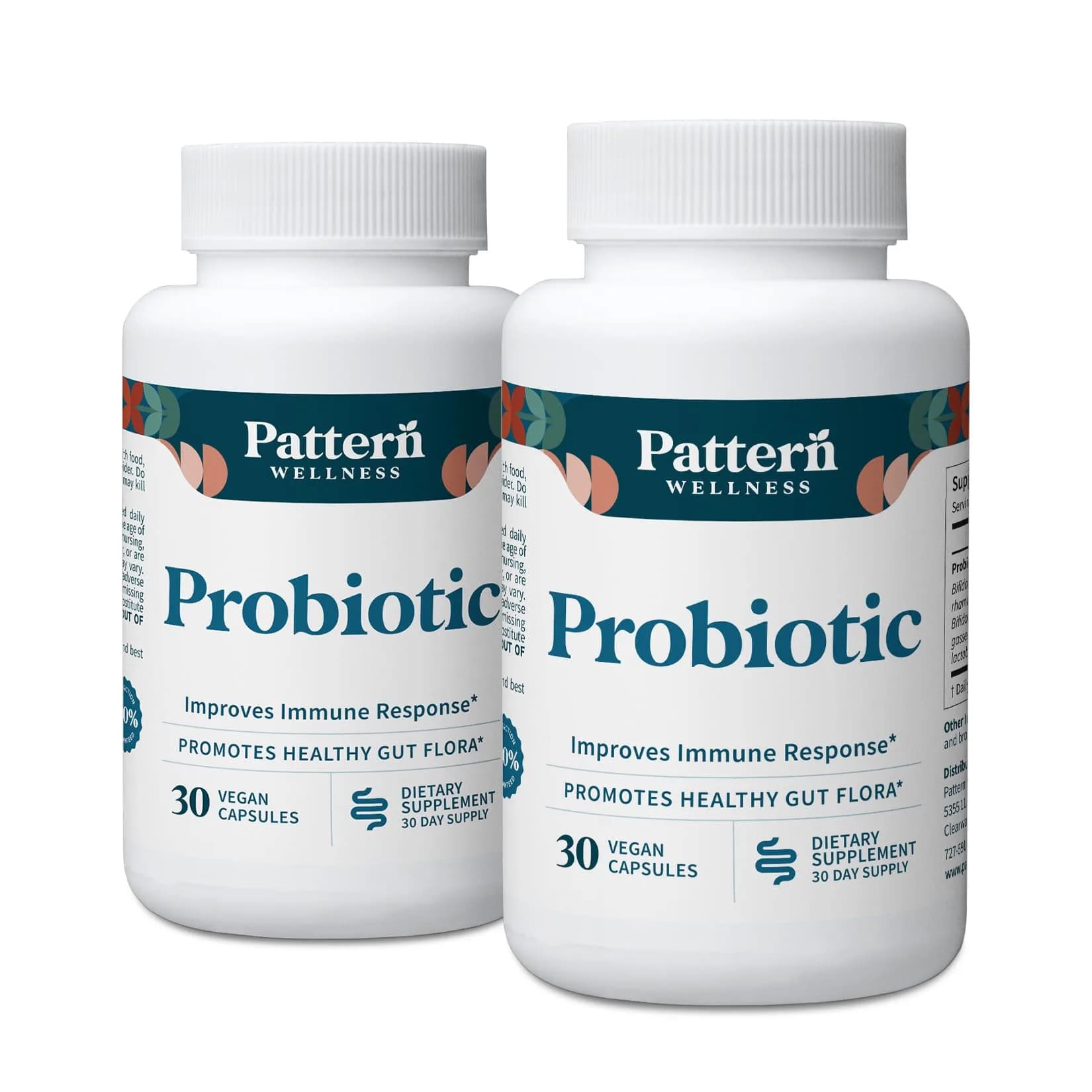 Pattern Wellness Probiotic Supplement 60 Vegan Capsules | Supports Gut & Immunity