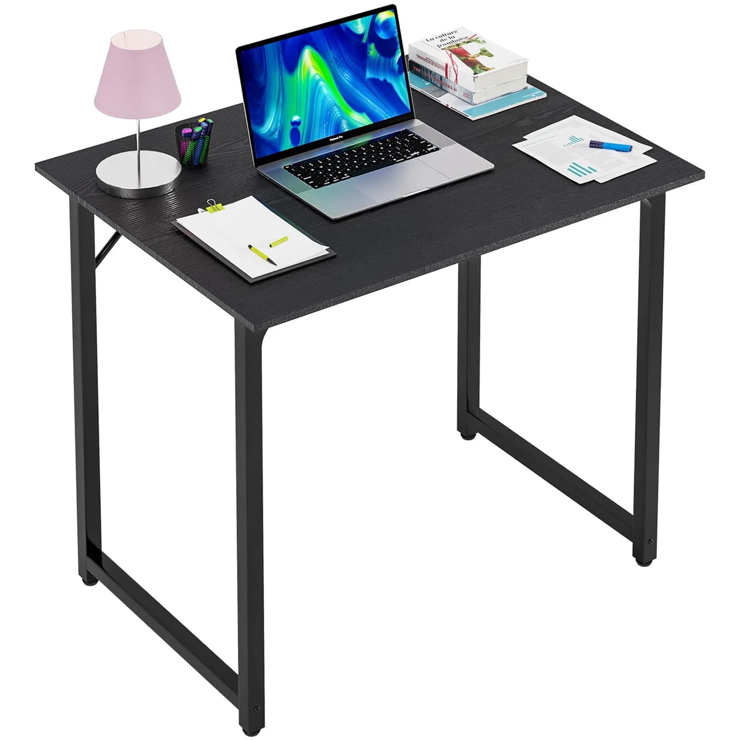 PayLessHere 32 Inch Computer Desk Retro Brown | Sturdy Metal Frame & Wood Top for Home Office