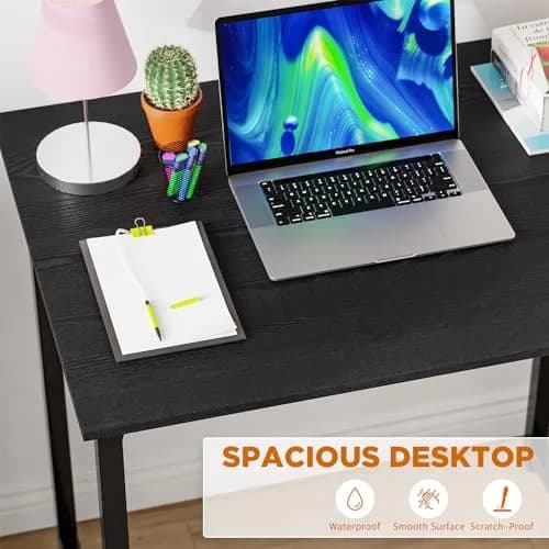 PayLessHere 32 Inch Computer Desk Retro Brown | Sturdy Metal Frame & Wood Top for Home Office thumbnail 3
