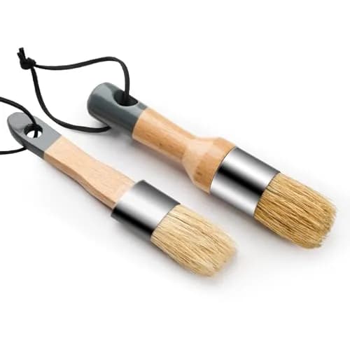 YiBaiBrush Chalk Paint Brush, 2 Pack Wax Brushes with Natural Bristle | Ideal for Chalk & Milk Paint, Furniture & Art thumbnail 1