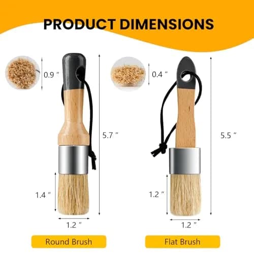 YiBaiBrush Chalk Paint Brush, 2 Pack Wax Brushes with Natural Bristle | Ideal for Chalk & Milk Paint, Furniture & Art thumbnail 7