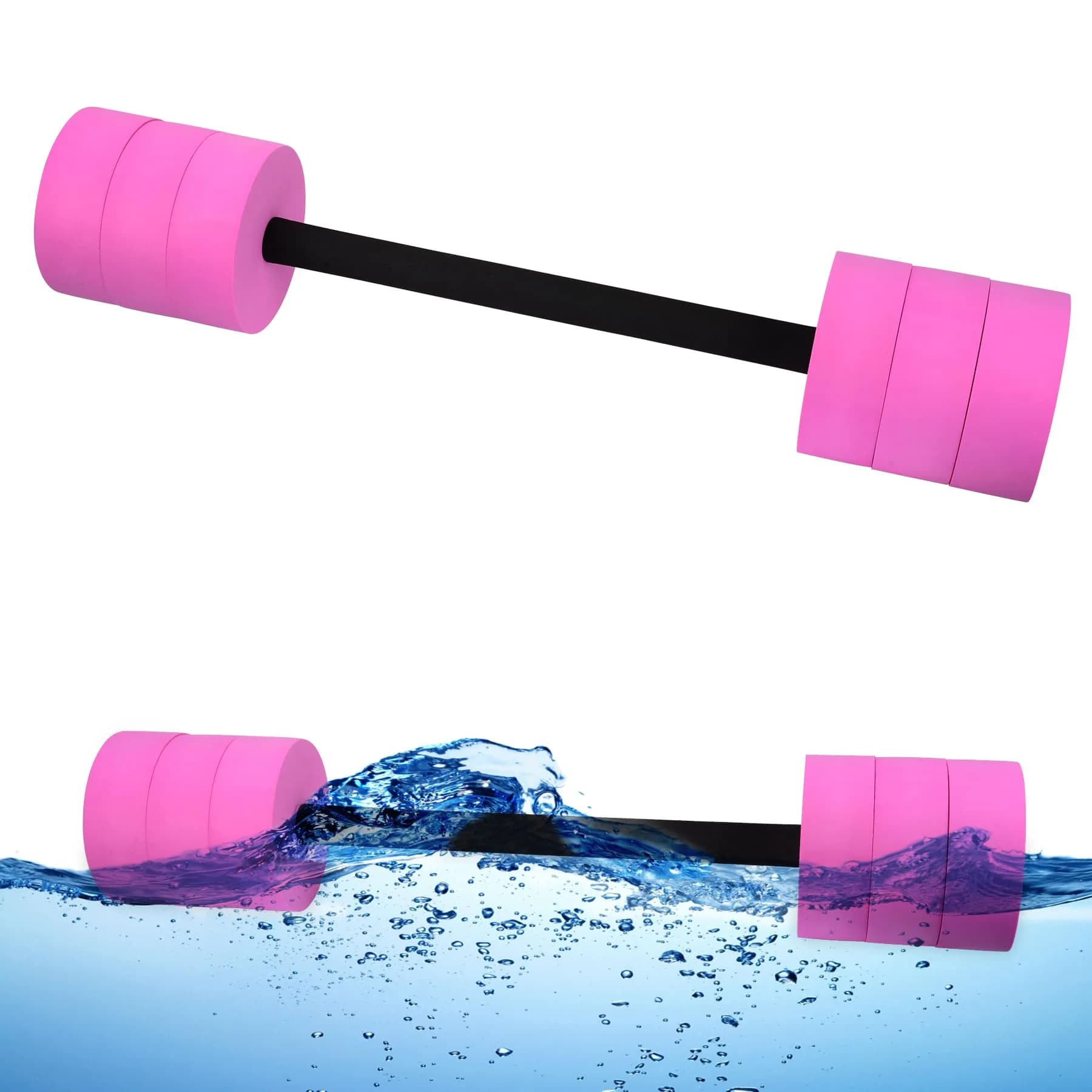 Hikeen Aquatic Exercise Dumbbells Pink Long Barbell | Water Resistance Workout Equipment - main product image