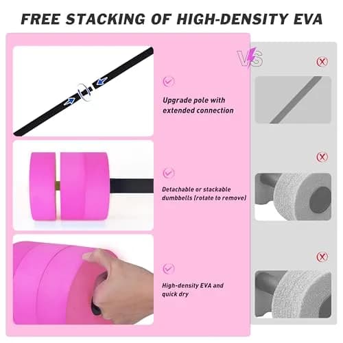 Hikeen Aquatic Exercise Dumbbells Pink Long Barbell | Water Resistance Workout Equipment thumbnail 5