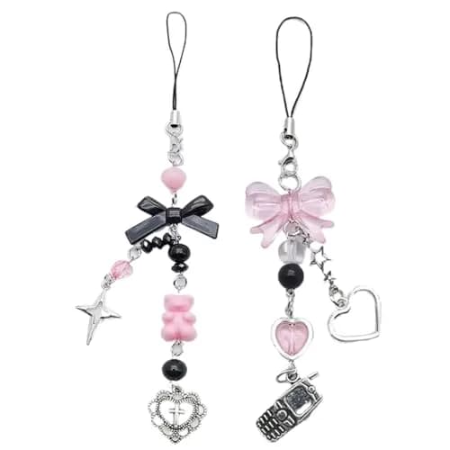 cioatu 1-4PCS Cute Phone Charms Y2K Cell Phone Strap Strawberry Butterfly Star | Elegant Decor for Phone & Bag thumbnail 1