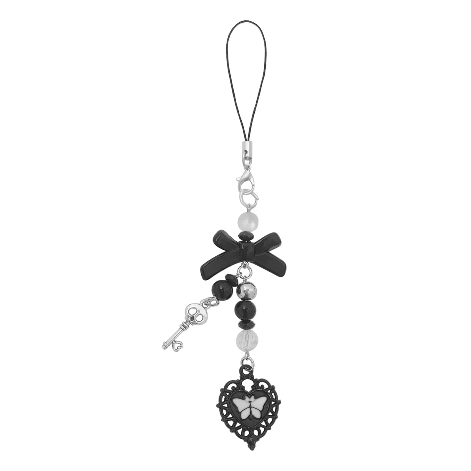 cioatu 1-4PCS Cute Phone Charms Y2K Cell Phone Strap Strawberry Butterfly Star | Elegant Decor for Phone & Bag — 1 Black Heart