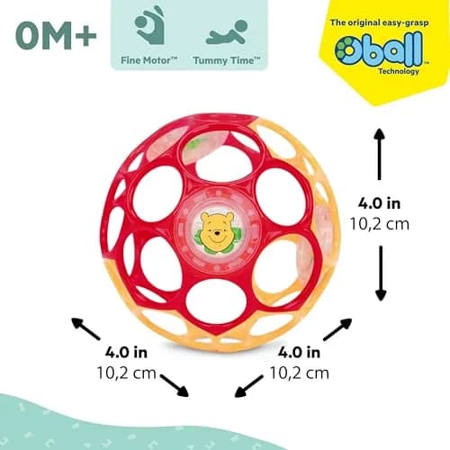 Bright Starts Disney Winnie the Pooh Oball Rattle | BPA-Free, Easy-Grasp, 4-Inch Infant Toy thumbnail 2