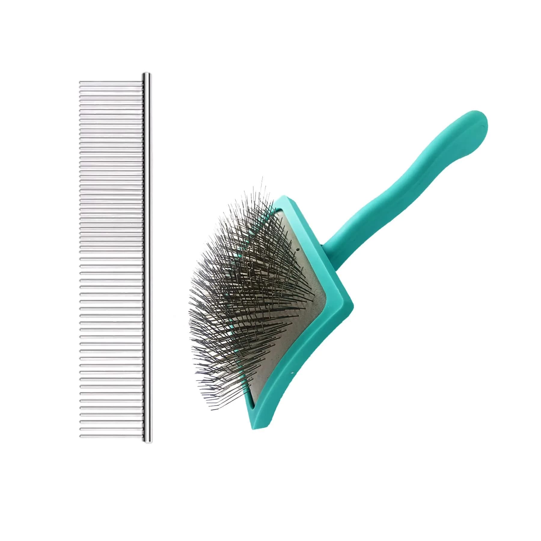 DSKRUI Long Haired Dog Brush with 1-Inch Stainless Steel Pins | Gentle Detangling & Shedding Control — Vlaue Kit