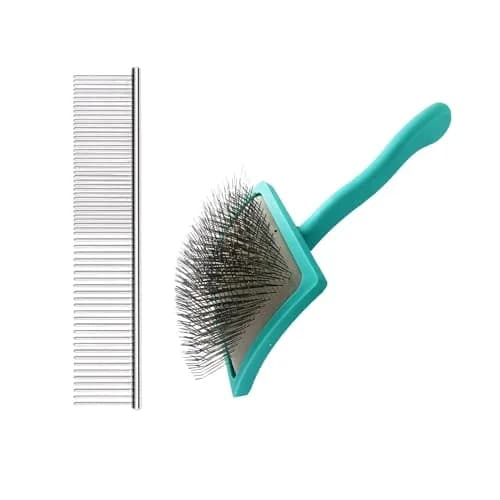 DSKRUI Extra Long Pin Dog Grooming Brush & Stainless Steel Comb Value Kit | Gentle Detangling for Medium & Long Haired Dogs thumbnail 1