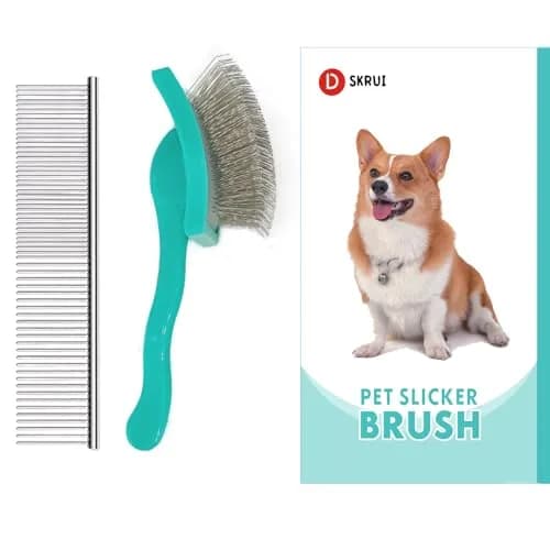 DSKRUI Extra Long Pin Dog Grooming Brush & Stainless Steel Comb Value Kit | Gentle Detangling for Medium & Long Haired Dogs thumbnail 6