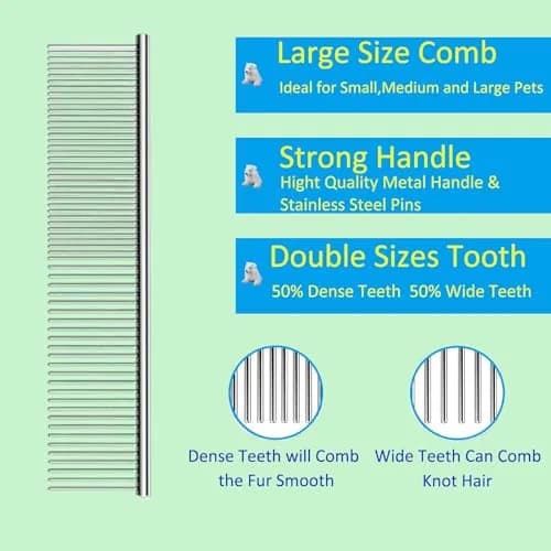 DSKRUI Extra Long Pin Dog Grooming Brush & Stainless Steel Comb Value Kit | Gentle Detangling for Medium & Long Haired Dogs thumbnail 3