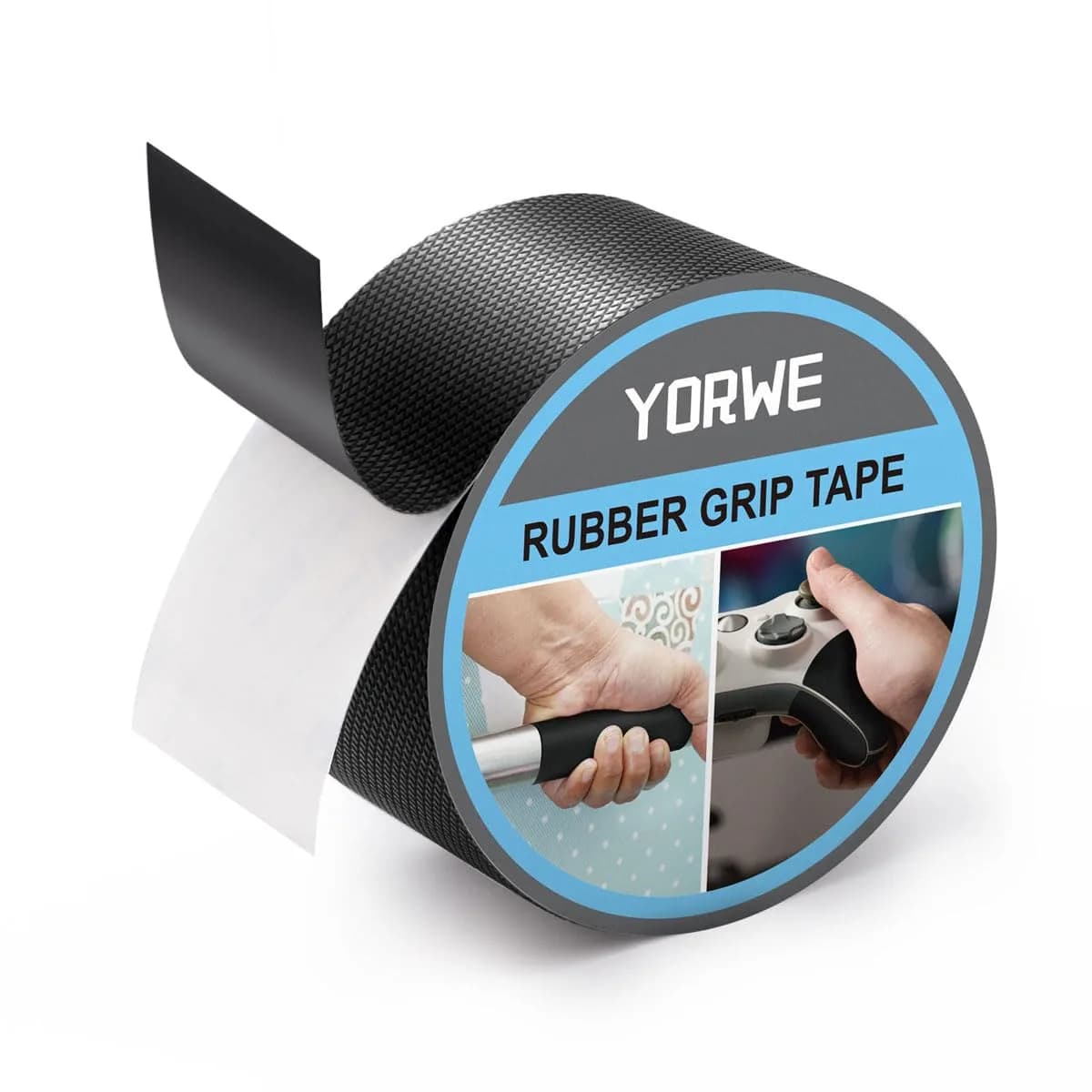Yorwe Rubber Grip Tape, Ultra-Thin for Handles & Tools | Waterproof, Cushioned & Easy to Apply — Black / 2In x 10Ft