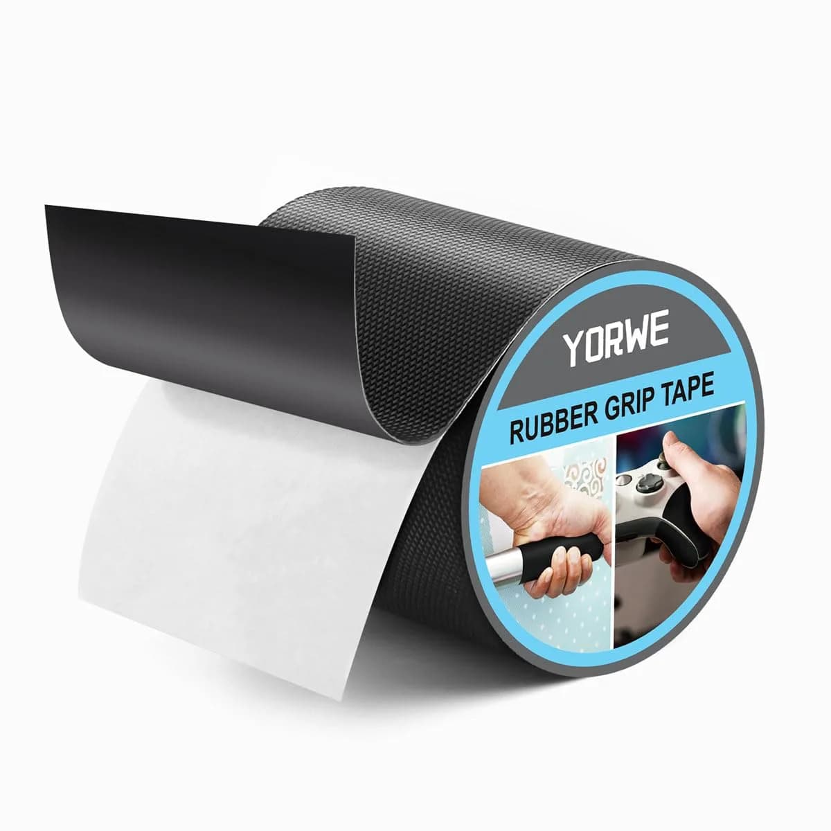 Yorwe Rubber Grip Tape, Ultra-Thin for Handles & Tools | Waterproof, Cushioned & Easy to Apply — Black / 4In x 10Ft