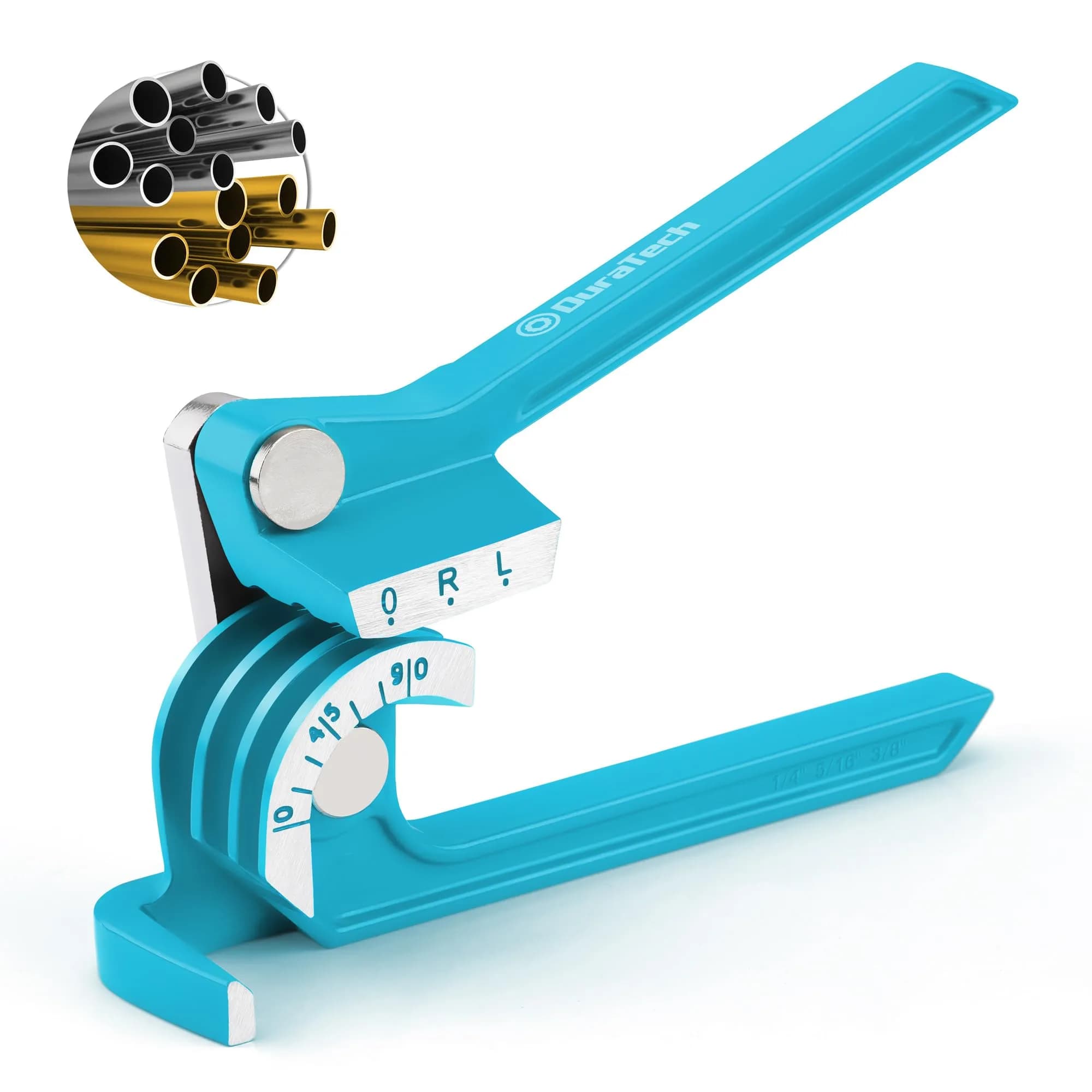 DURATECH 180 Degree Tubing Bender, 3-IN-1 Pipe Bender | Lightweight Aluminum for Copper, Brass, Aluminum & Steel Pipes — Blue / 90 Degree