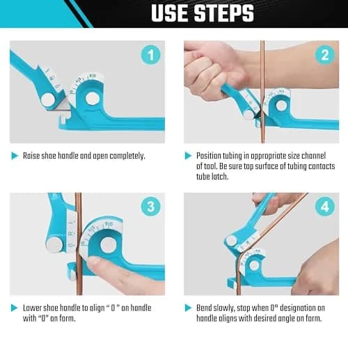 DURATECH 90 Degree Tubing Bender | Aluminum Pipe & Brake Line Tool for Copper, Brass, Steel | Blue thumbnail 5