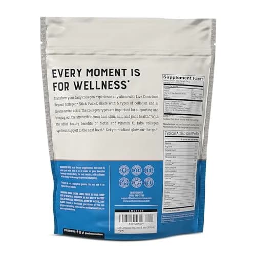 Live Conscious Beyond Collagen Peptides Powder Packets 30 Count | Multi-Type Collagen for Hair, Skin, Nails & Joints thumbnail 7