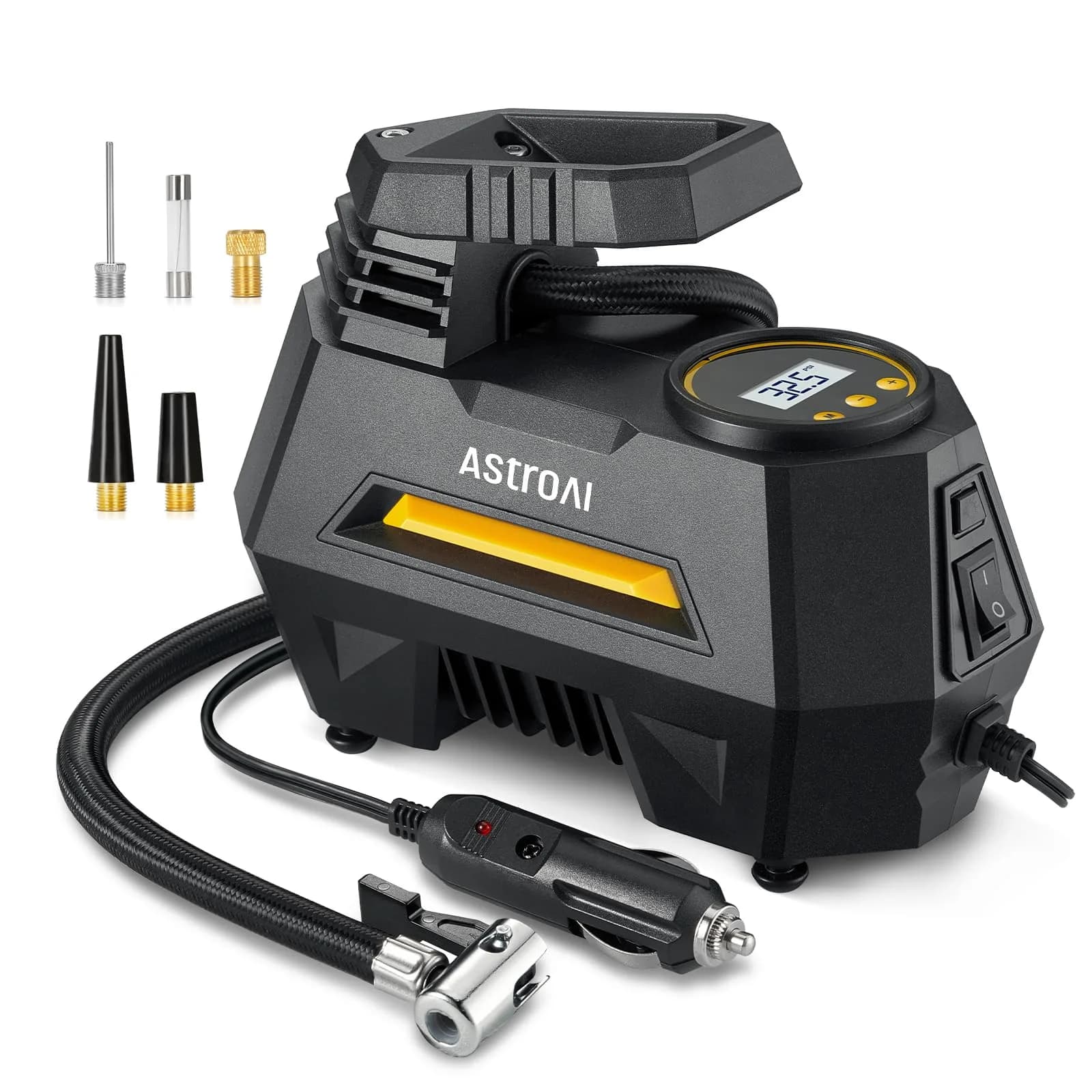 AstroAI AIRUN H1 Tire Inflator Portable Air Compressor 12V DC | Fast Inflation Electric Air Pump with Digital Gauge & LED Light